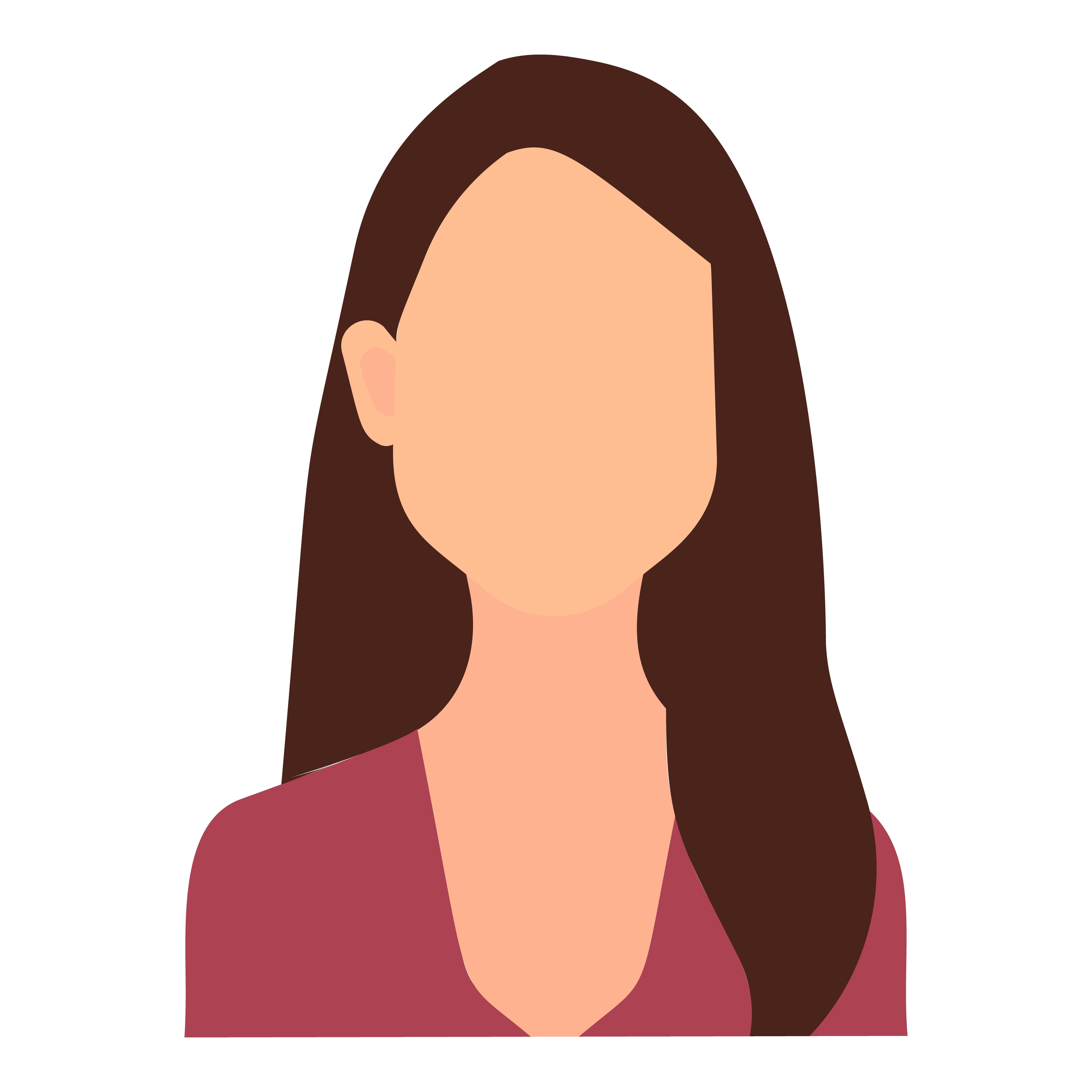 A woman with long brown hair is seen wearing a pink shirt.